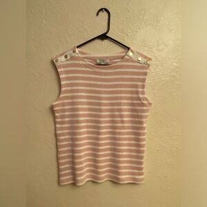 Ann Taylor Pink and White Striped Tank Top